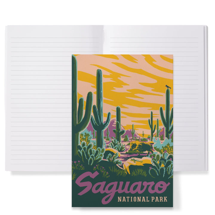 Lined 6x9 Journal, Saguaro National Park, Arizona, Explorer Series, Saguaro, Lay Flat, 193 Pages, FSC paper Home Lantern Press