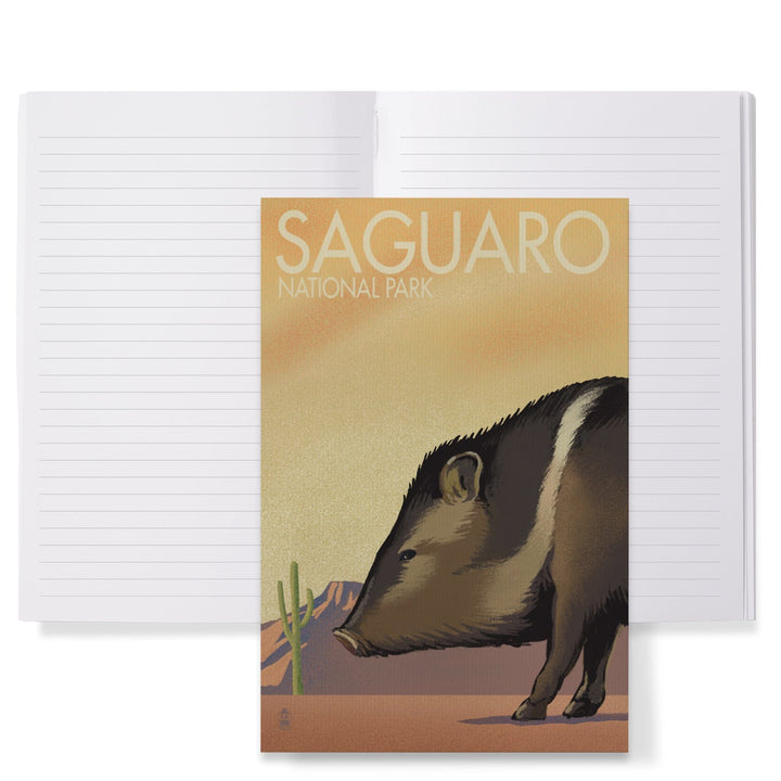 Lined 6x9 Journal, Saguaro National Park, Arizona, Javelina, Lithograph, Lay Flat, 193 Pages, FSC paper Home Lantern Press