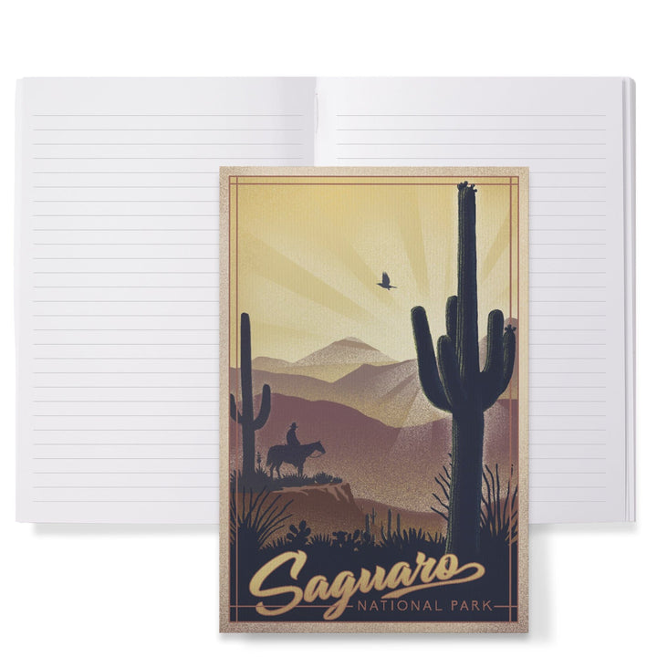 Lined 6x9 Journal, Saguaro National Park, Arizona, Lithograph, Lay Flat, 193 Pages, FSC paper Home Lantern Press