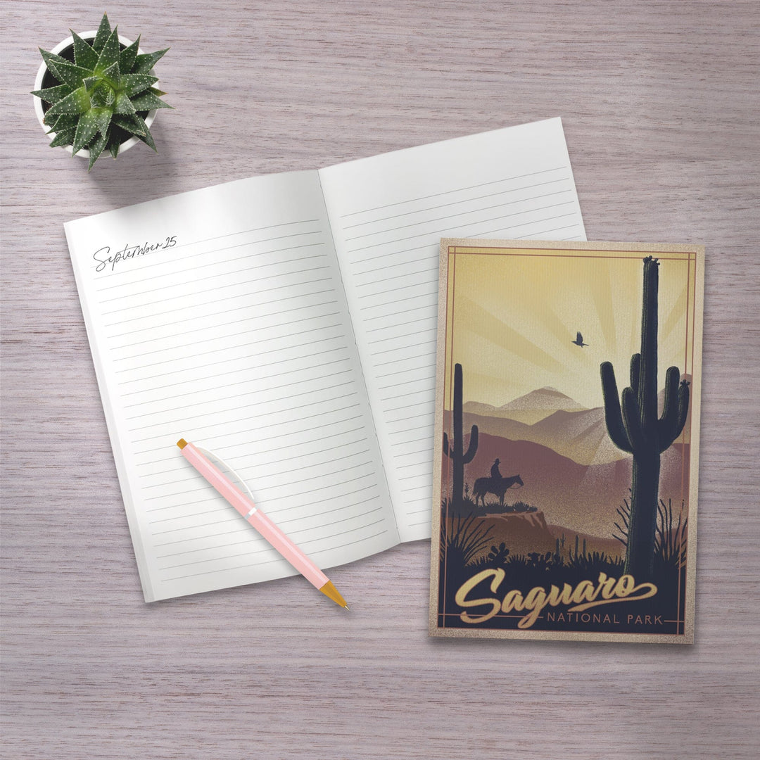 Lined 6x9 Journal, Saguaro National Park, Arizona, Lithograph, Lay Flat, 193 Pages, FSC paper Home Lantern Press