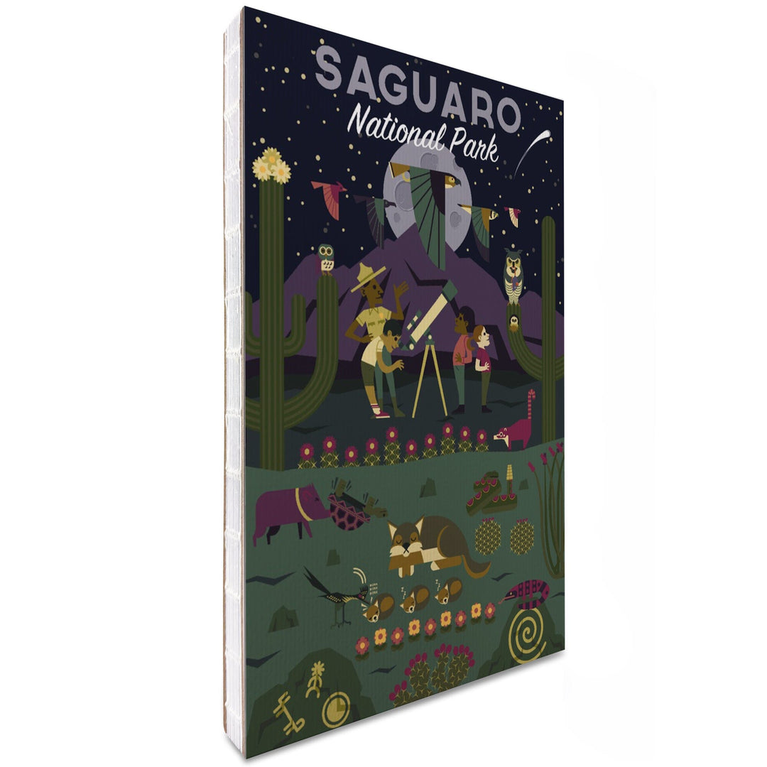 Lined 6x9 Journal, Saguaro National Park, Arizona, Night, Geometric National Park Series, Lay Flat, 193 Pages, FSC paper Home Lantern Press