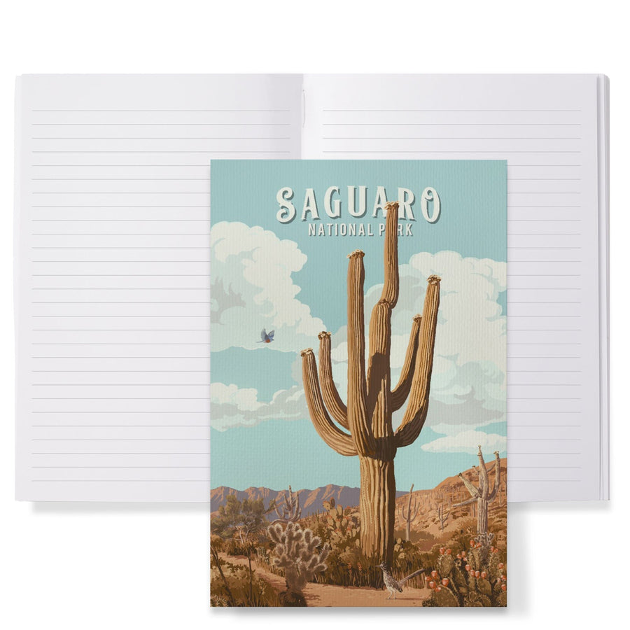 Lined 6x9 Journal, Saguaro National Park, Arizona, Painterly National Park Series, Lay Flat, 193 Pages, FSC paper Home Lantern Press