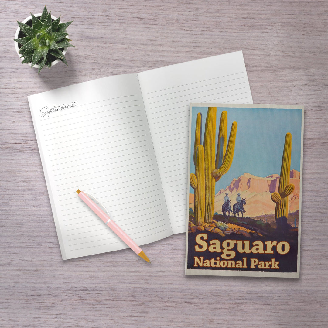 Lined 6x9 Journal, Saguaro National Park Vintage Poster, Lay Flat, 193 Pages, FSC paper Home Lantern Press