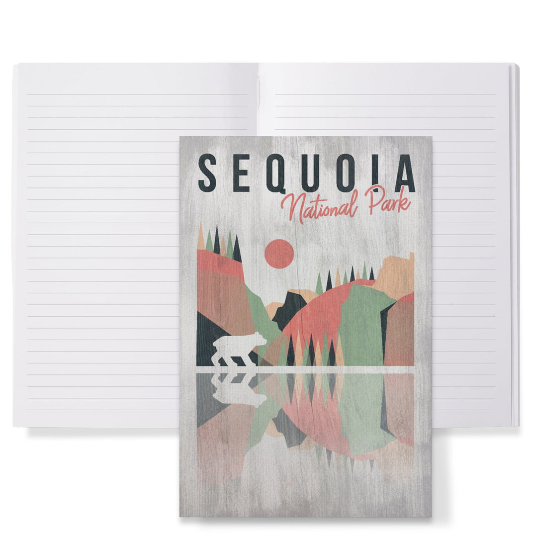 Lined 6x9 Journal, Sequoia National Park, Bear, Geometric Opacity, Lay Flat, 193 Pages, FSC paper Home Lantern Press