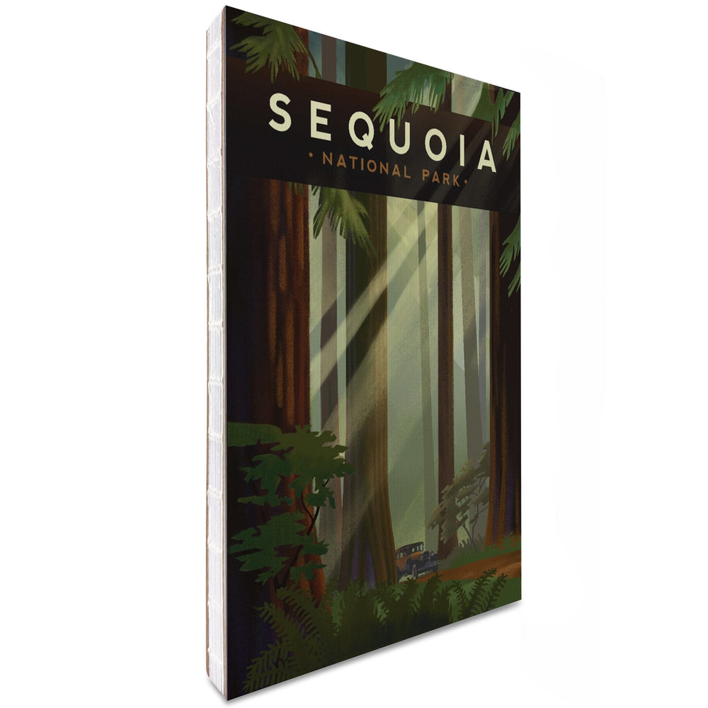 Lined 6x9 Journal, Sequoia National Park, California, Redwood Forest, Geometric Lithograph, Lay Flat, 193 Pages, FSC paper Home Lantern Press