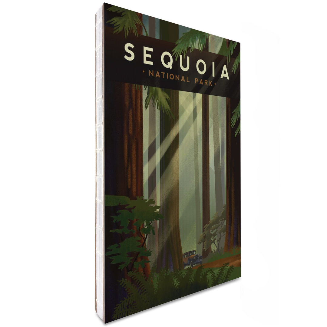Lined 6x9 Journal, Sequoia National Park, California, Redwood Forest, Geometric Lithograph, Lay Flat, 193 Pages, FSC paper Home Lantern Press