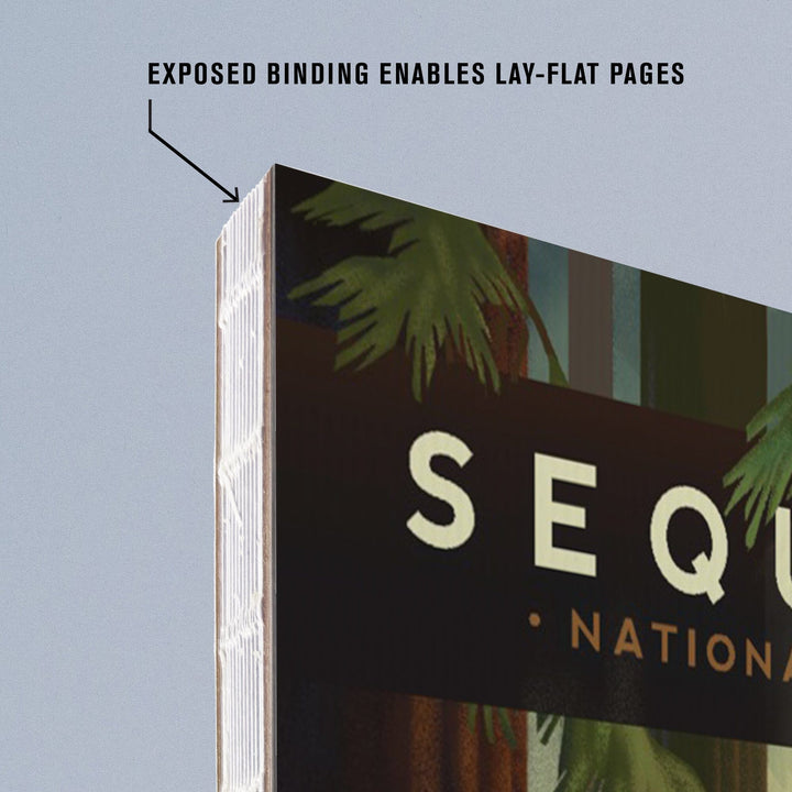 Lined 6x9 Journal, Sequoia National Park, California, Redwood Forest, Geometric Lithograph, Lay Flat, 193 Pages, FSC paper Home Lantern Press