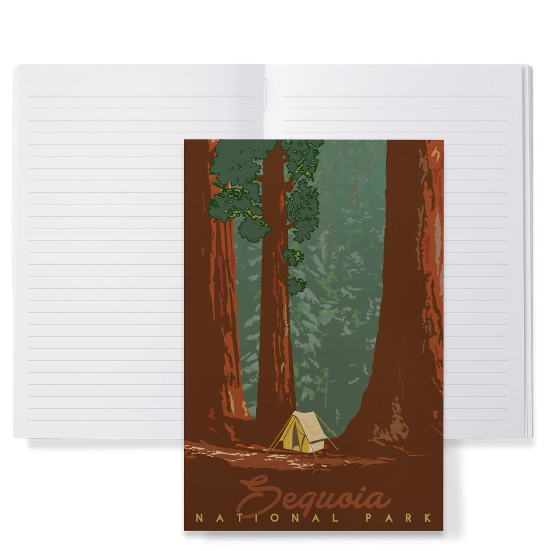 Lined 6x9 Journal, Sequoia National Park, California, Redwood Forest View, Sequoias and Tent, Lay Flat, 193 Pages, FSC paper Home Lantern Press