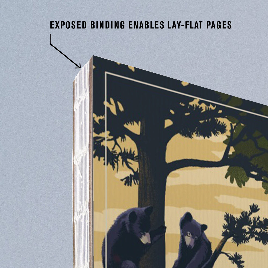 Lined 6x9 Journal, Shenandoah National Park, Black Bears, Lithograph, Lay Flat, 193 Pages, FSC paper Home Lantern Press