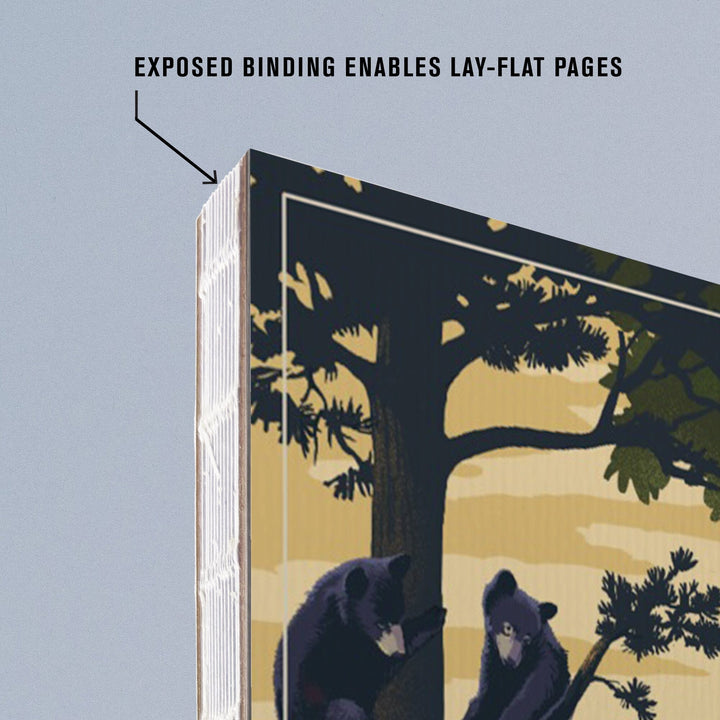 Lined 6x9 Journal, Shenandoah National Park, Black Bears, Lithograph, Lay Flat, 193 Pages, FSC paper Home Lantern Press