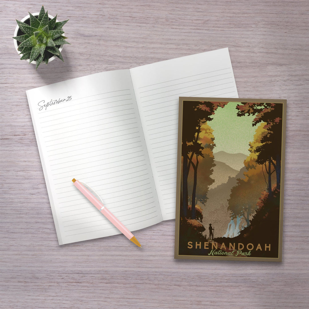 Lined 6x9 Journal, Shenandoah National Park, Falls, Lithograph, Lay Flat, 193 Pages, FSC paper Home Lantern Press