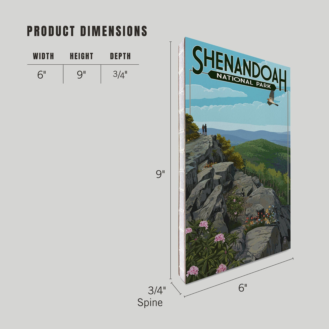 Lined 6x9 Journal, Shenandoah National Park, Virginia, Hikers and Hawk, Lay Flat, 193 Pages, FSC paper Home Lantern Press