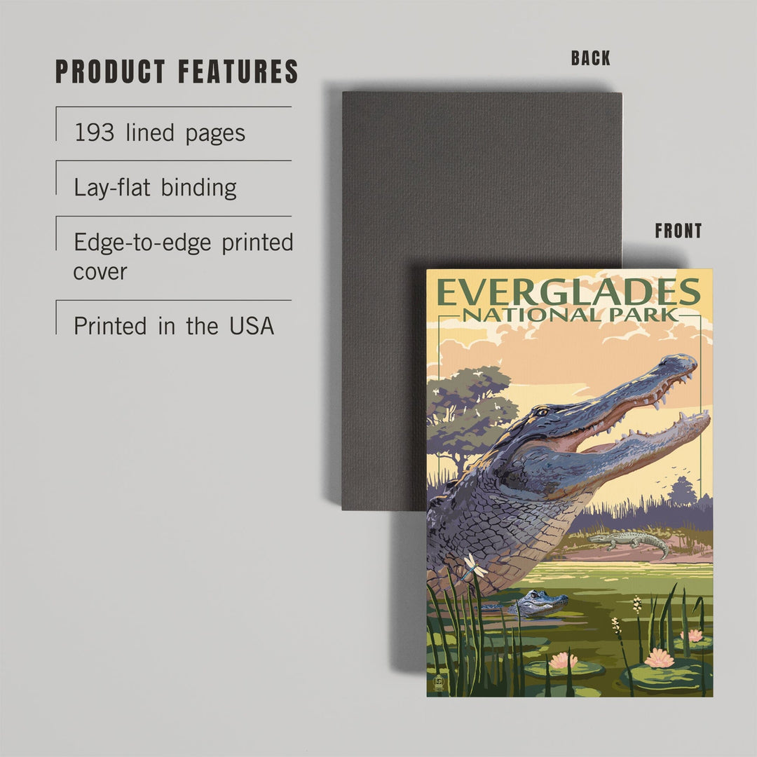 Lined 6x9 Journal, The Everglades National Park, Florida, Alligator Scene, Painterly Series, Lay Flat, 193 Pages, FSC paper Home Lantern Press