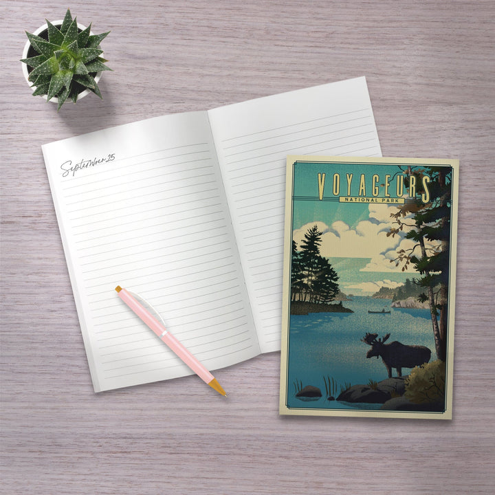 Lined 6x9 Journal, Voyageurs National Park, Minnesota, Lithograph National Park Series, Lay Flat, 193 Pages, FSC paper Home Lantern Press