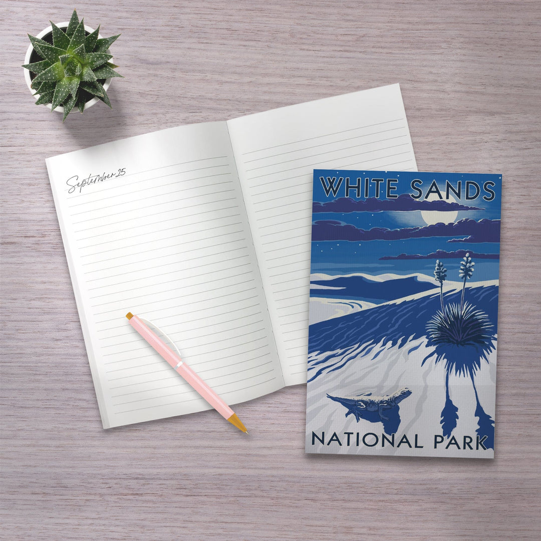 Lined 6x9 Journal, White Sands National Park, New Mexico, Night Scene, Lay Flat, 193 Pages, FSC paper Home Lantern Press