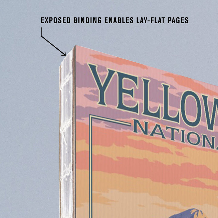 Lined 6x9 Journal, Yellowstone National Park, Bear and Spring Flowers, Lay Flat, 193 Pages, FSC paper Home Lantern Press