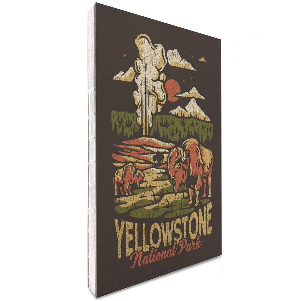 Lined 6x9 Journal, Yellowstone National Park, Distressed Vector, Old Faithful, Lay Flat, 193 Pages, FSC paper Home Lantern Press