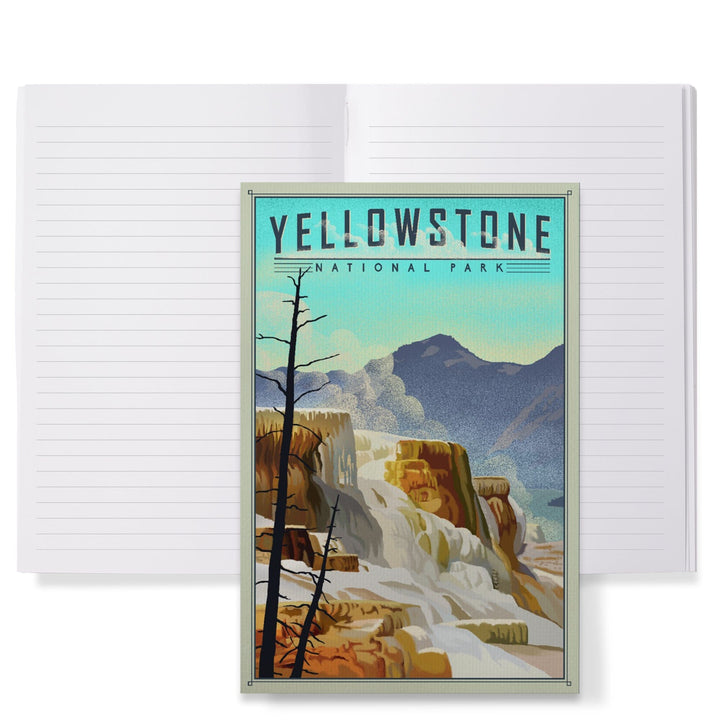 Lined 6x9 Journal, Yellowstone National Park, Mammoth Hot Springs, Lithograph National Park Series, Lay Flat, 193 Pages, FSC paper Home Lantern Press