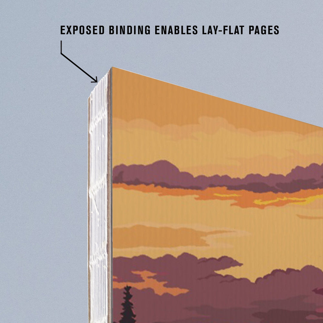 Lined 6x9 Journal, Yellowstone National Park, Montana, Painterly, Moose at Sunset, Lay Flat, 193 Pages, FSC paper Home Lantern Press