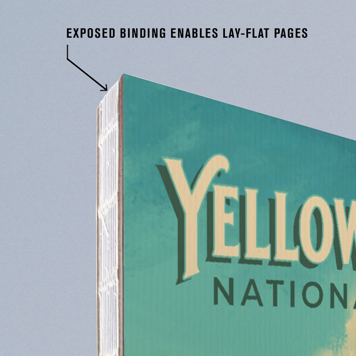 Lined 6x9 Journal, Yellowstone National Park, Old Faithful and Bison, Oil Painting, Lay Flat, 193 Pages, FSC paper Home Lantern Press