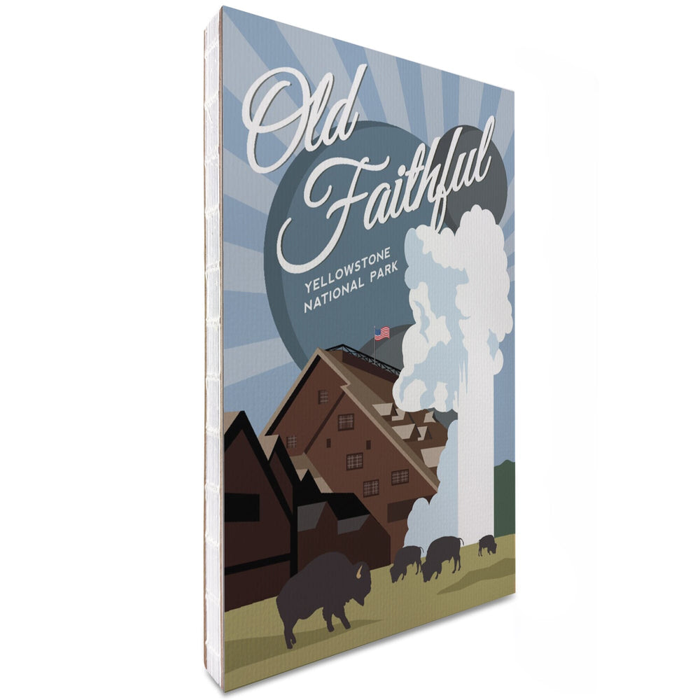 Lined 6x9 Journal, Yellowstone National Park, Old Faithful, Vector with Rays, Lay Flat, 193 Pages, FSC paper Home Lantern Press