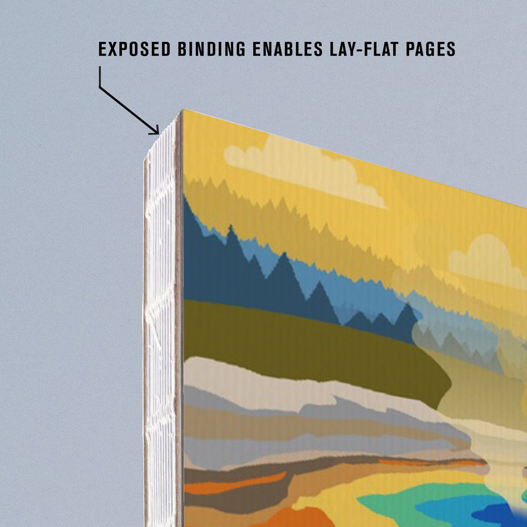 Lined 6x9 Journal, Yellowstone National Park, Time to Roam, Grand Prismatic, Bison and Calf, Lay Flat, 193 Pages, FSC paper Home Lantern Press