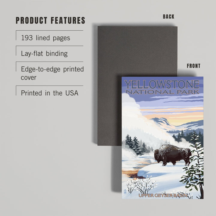 Lined 6x9 Journal, Yellowstone National Park, Wyoming, Bison Snow Scene, Lay Flat, 193 Pages, FSC paper Home Lantern Press