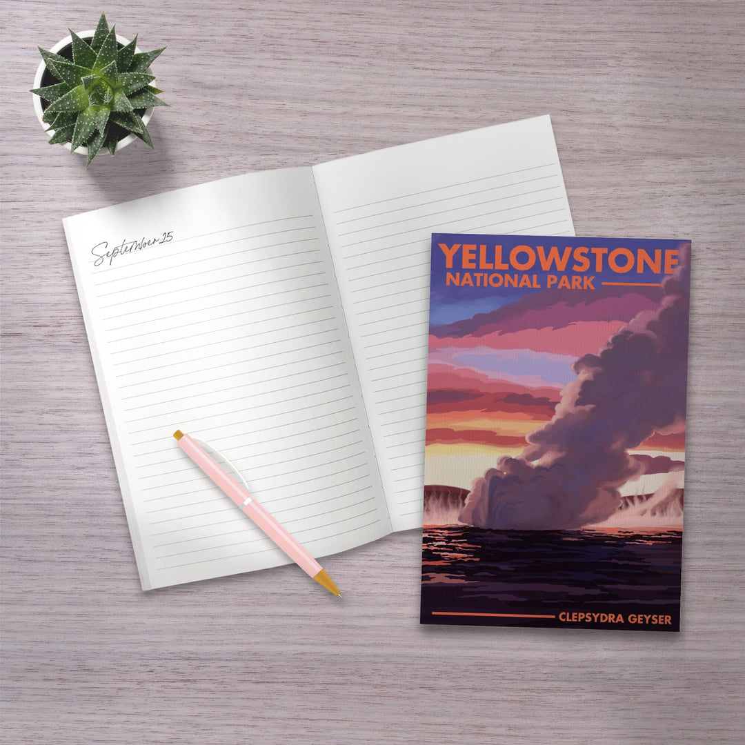 Lined 6x9 Journal, Yellowstone National Park, Wyoming, Clepsydra Geyser, Lay Flat, 193 Pages, FSC paper Home Lantern Press