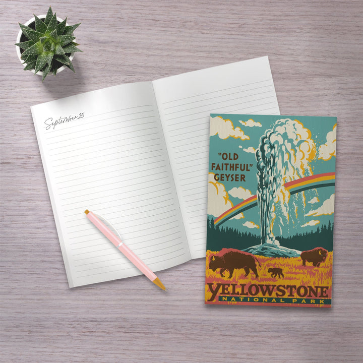 Lined 6x9 Journal, Yellowstone National Park, Wyoming, Explorer Series, Old Faithful Geyser, Lay Flat, 193 Pages, FSC paper Home Lantern Press