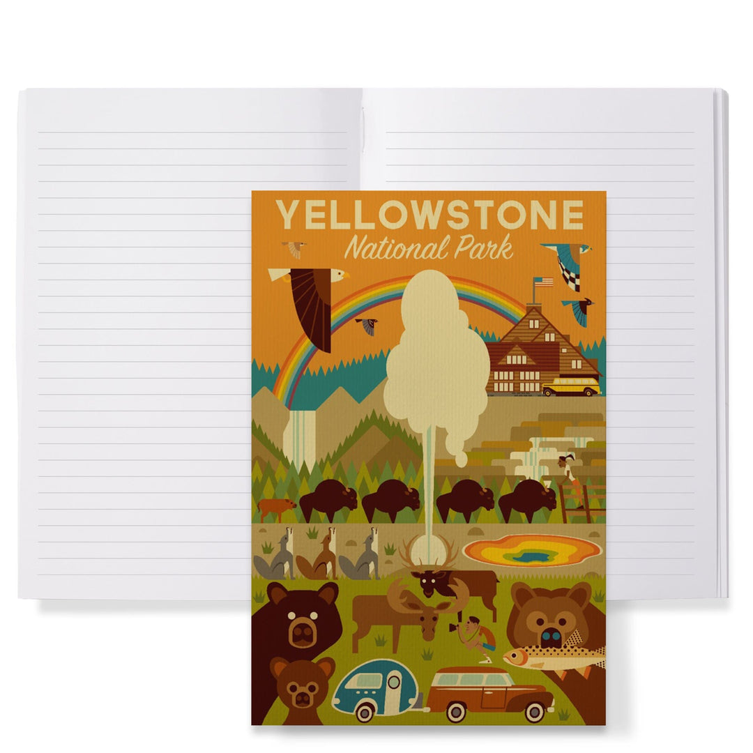 Lined 6x9 Journal, Yellowstone National Park, Wyoming, Geometric National Park Series, Lay Flat, 193 Pages, FSC paper Home Lantern Press