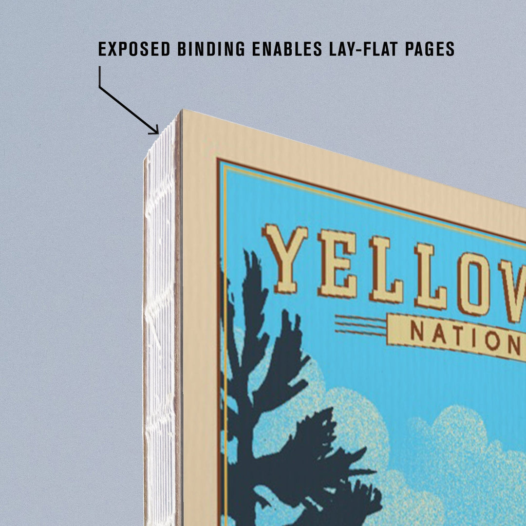 Lined 6x9 Journal, Yellowstone National Park, Wyoming, Grand Prismatic Spring, Lithograph, Lay Flat, 193 Pages, FSC paper Home Lantern Press