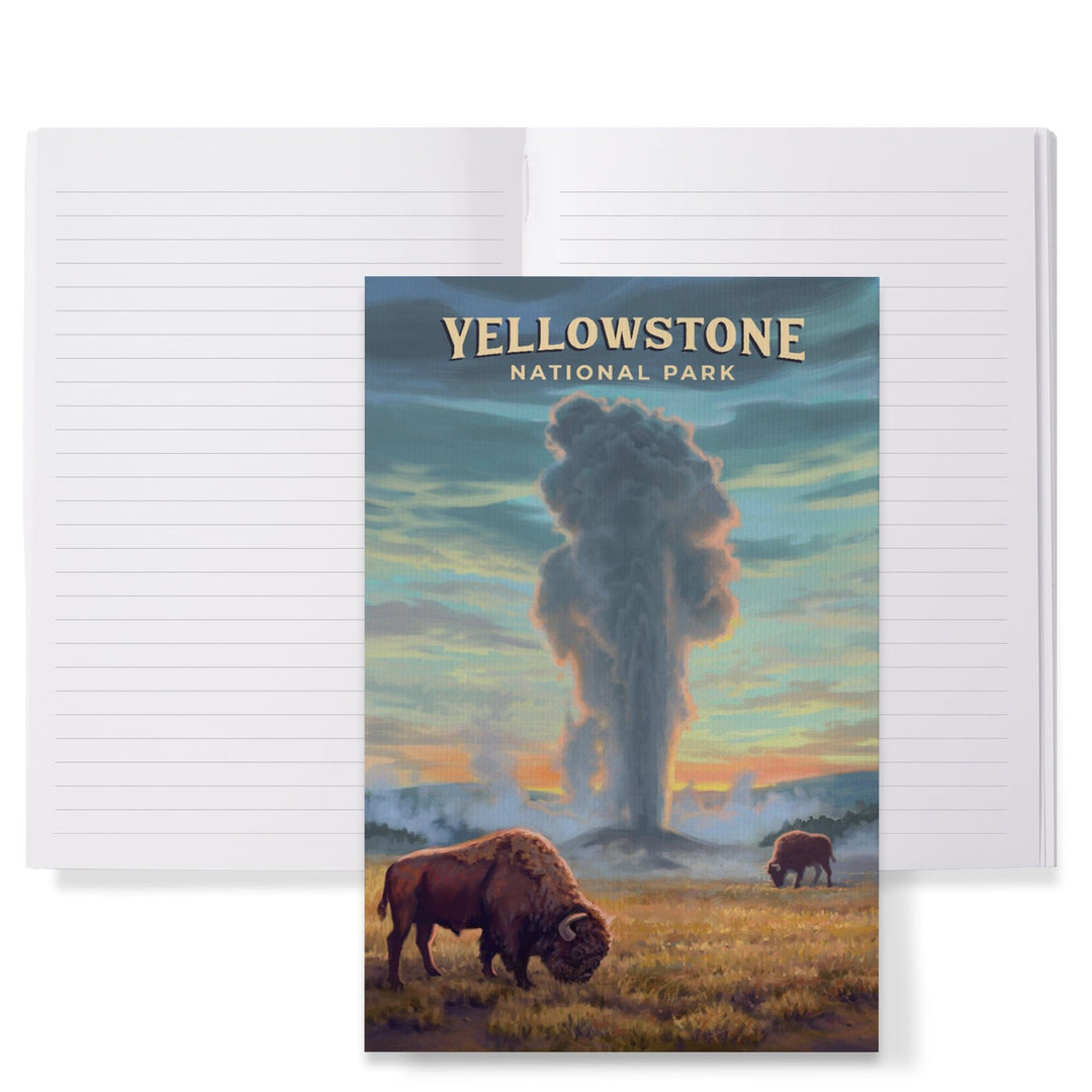 Lined 6x9 Journal, Yellowstone National Park, Wyoming, Oil Painting, Old Faithful Eruption, Lay Flat, 193 Pages, FSC paper Home Lantern Press