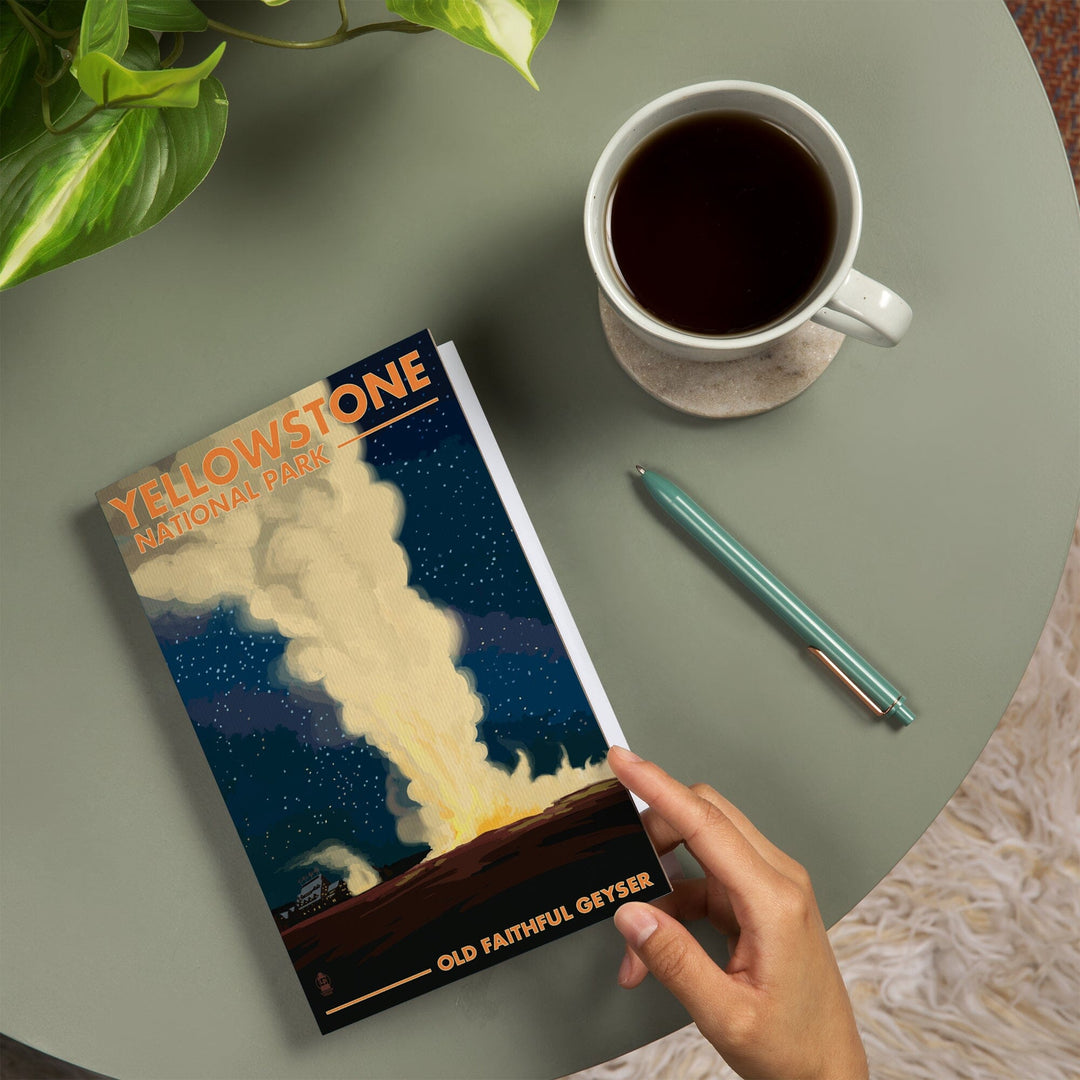 Lined 6x9 Journal, Yellowstone National Park, Wyoming, Old Faithful at Night, Lay Flat, 193 Pages, FSC paper Home Lantern Press
