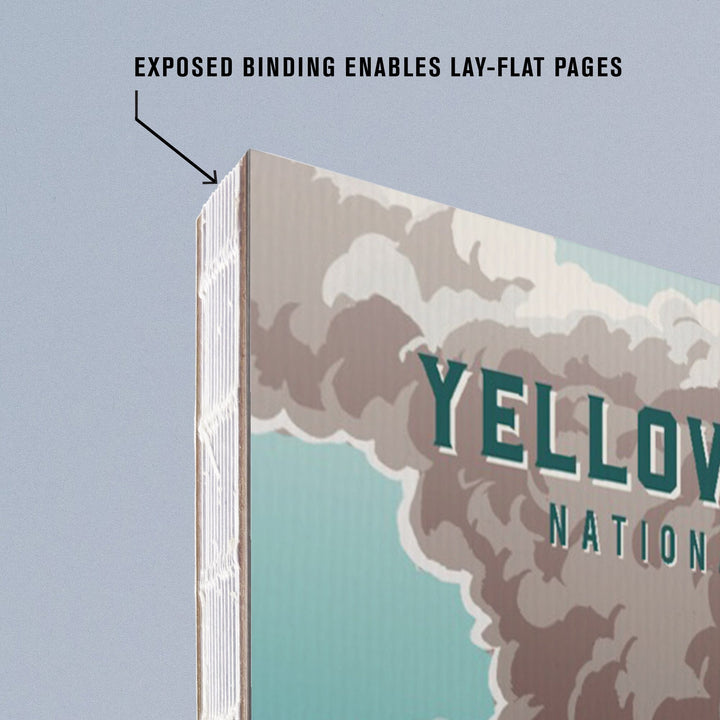 Lined 6x9 Journal, Yellowstone National Park, Wyoming, Painterly National Park Series, Bison and Geyser, Lay Flat, 193 Pages, FSC paper Home Lantern Press