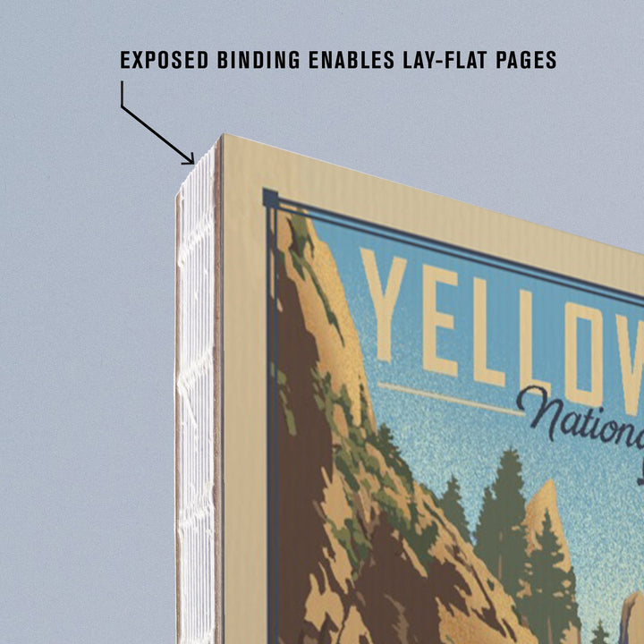 Lined 6x9 Journal, Yellowstone National Park, Wyoming, Tower Falls, Lithograph National Park Series, Lay Flat, 193 Pages, FSC paper Home Lantern Press