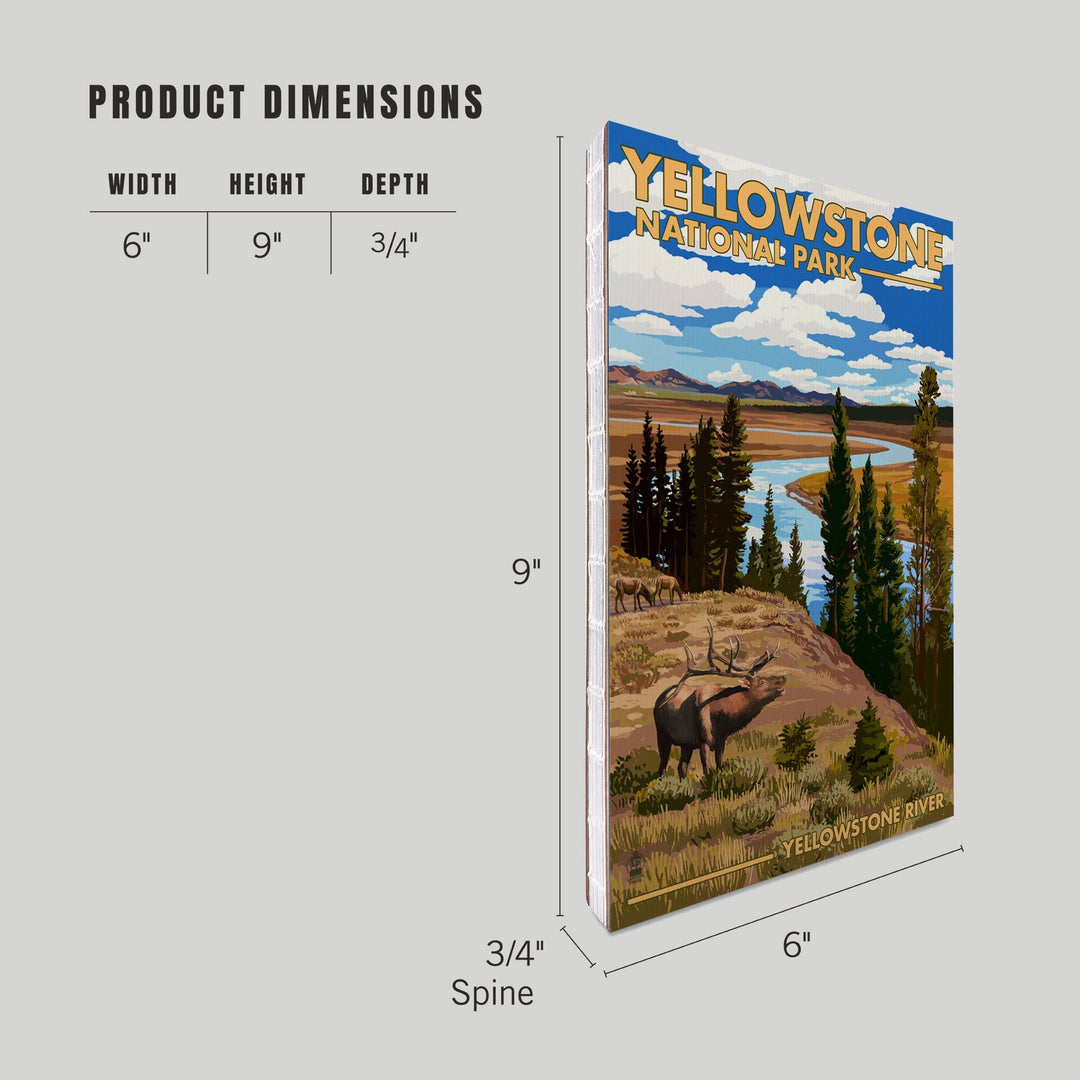 Lined 6x9 Journal, Yellowstone National Park, Wyoming, Yellowstone River and Elk, Lay Flat, 193 Pages, FSC paper Home Lantern Press