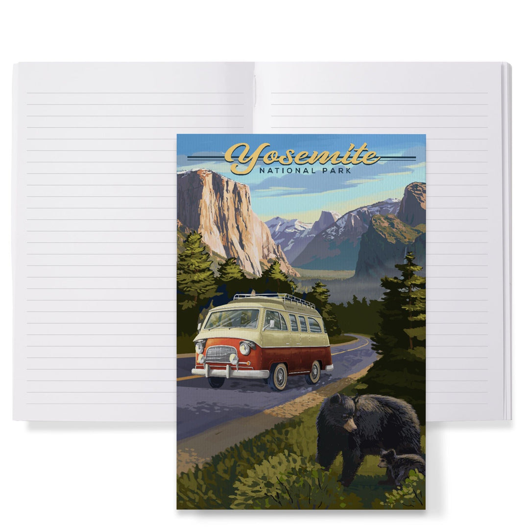 Lined 6x9 Journal, Yosemite National Park, California, Camper Van and Wildlife, Lay Flat, 193 Pages, FSC paper Home Lantern Press