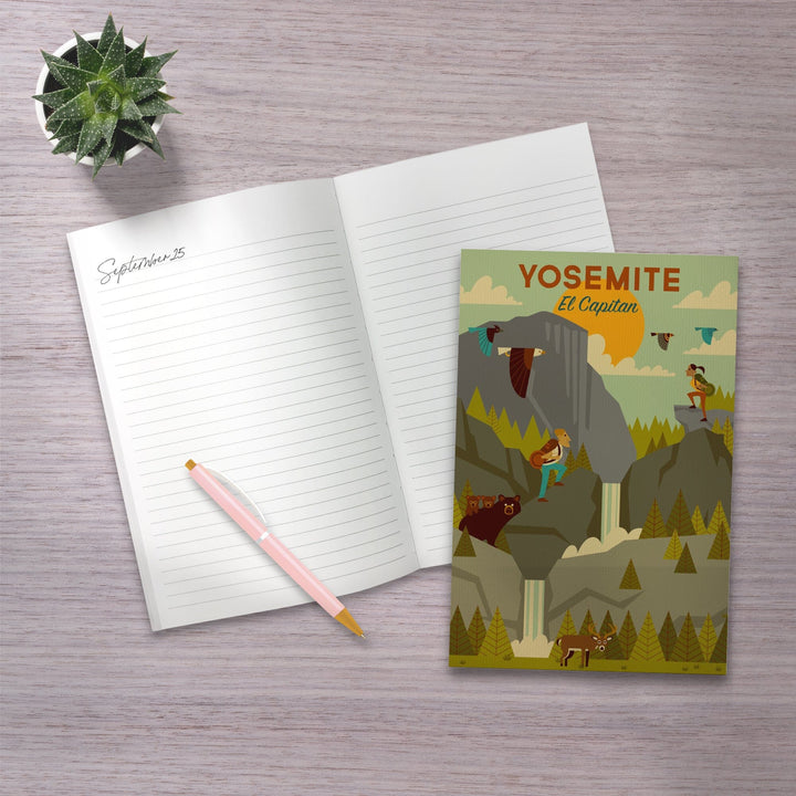 Lined 6x9 Journal, Yosemite National Park, California, El Capitan, Geometric National Park Series, Lay Flat, 193 Pages, FSC paper Home Lantern Press