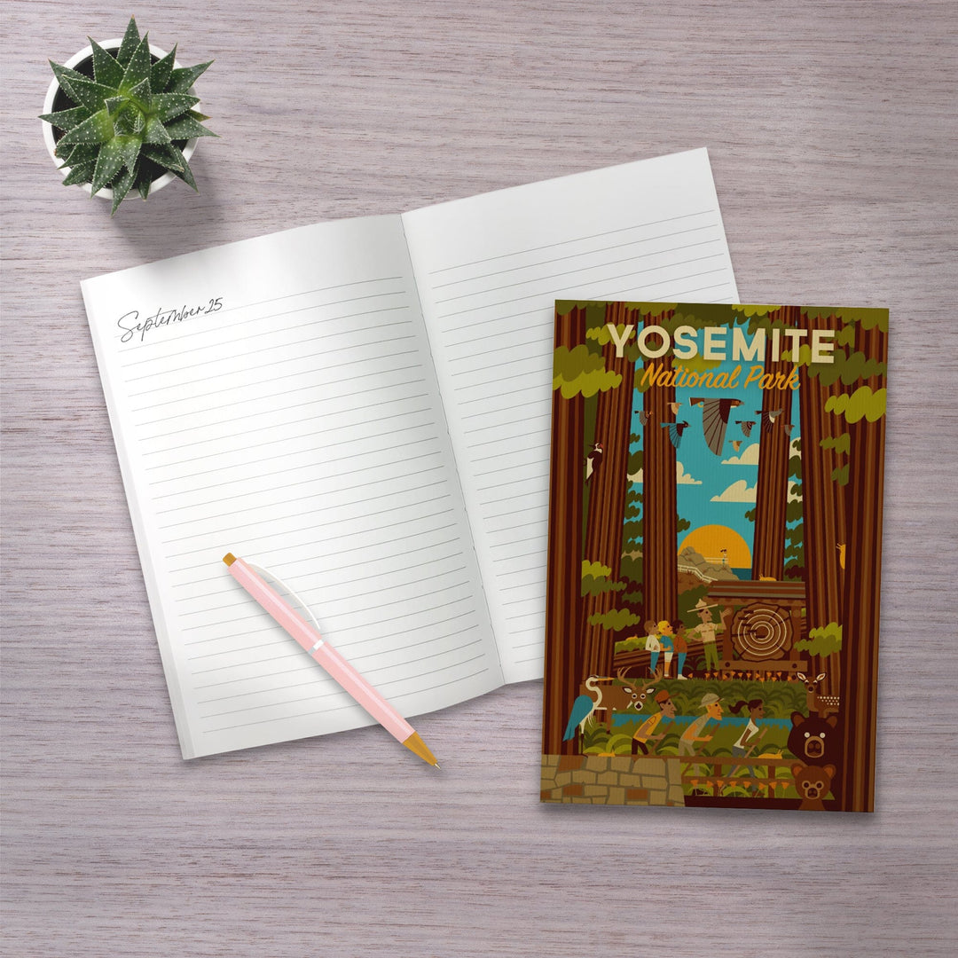 Lined 6x9 Journal, Yosemite National Park, California, Forest, Geometric, Lay Flat, 193 Pages, FSC paper Home Lantern Press