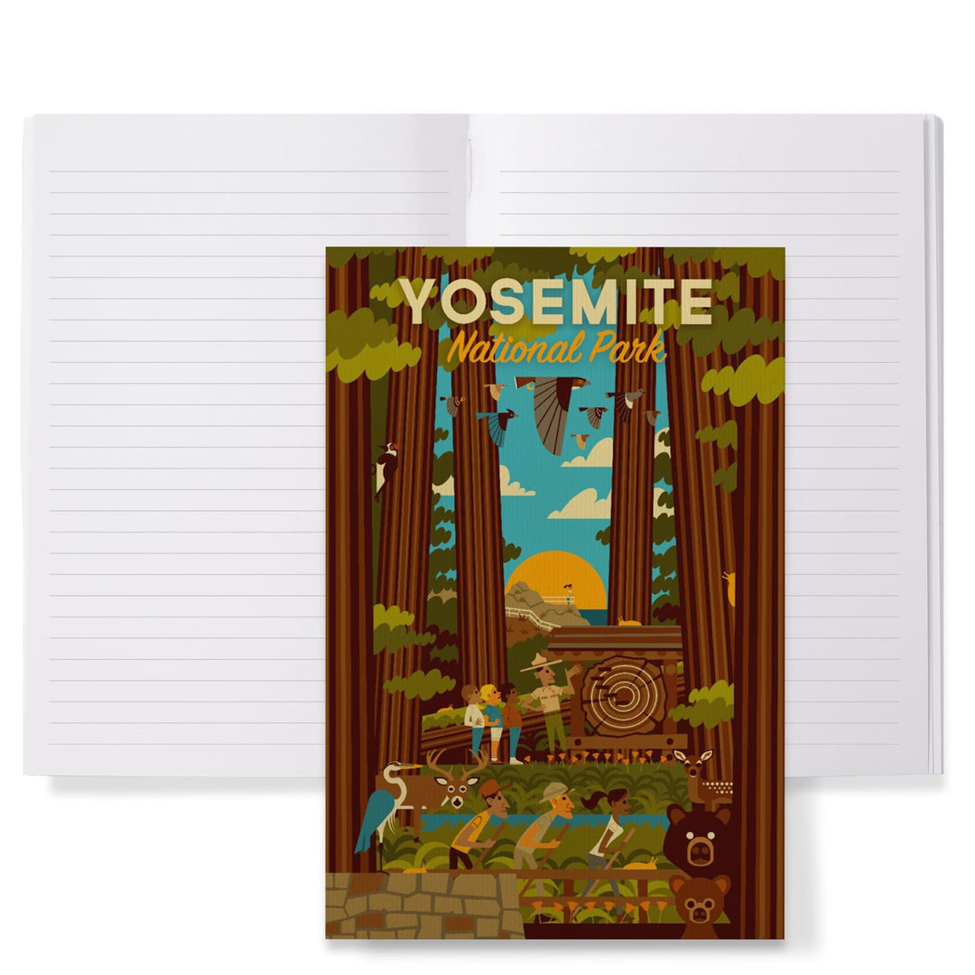 Lined 6x9 Journal, Yosemite National Park, California, Forest, Geometric, Lay Flat, 193 Pages, FSC paper Home Lantern Press