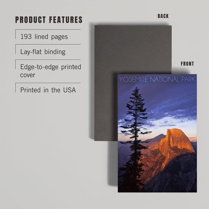 Lined 6x9 Journal, Yosemite National Park, California, Half Dome and Pine Tree, Lay Flat, 193 Pages, FSC paper Home Lantern Press
