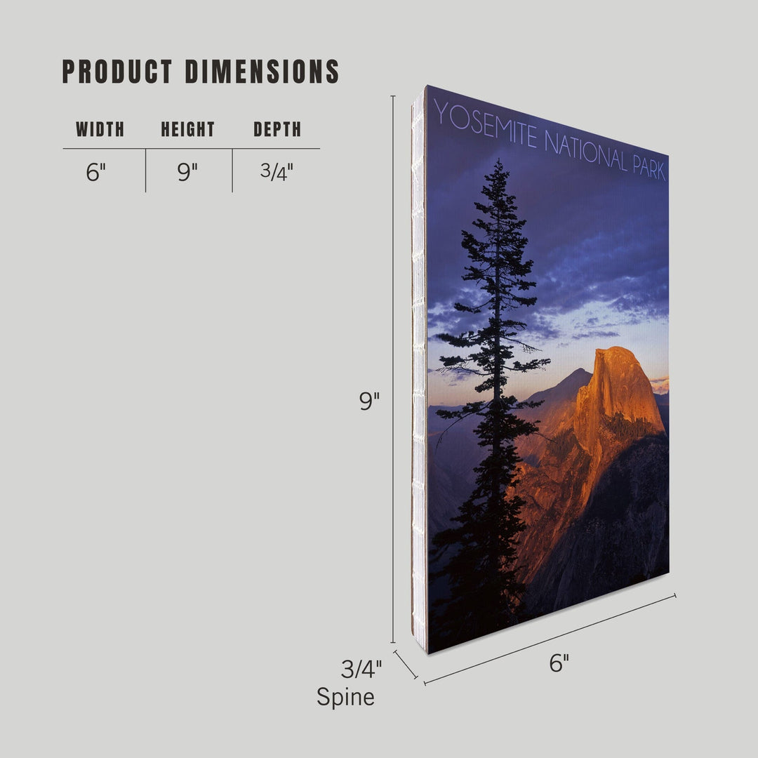 Lined 6x9 Journal, Yosemite National Park, California, Half Dome and Pine Tree, Lay Flat, 193 Pages, FSC paper Home Lantern Press