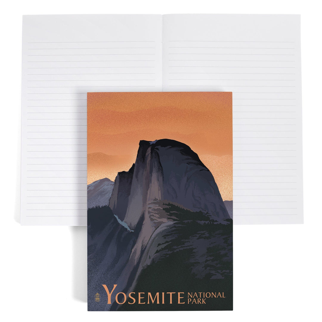 Lined 6x9 Journal, Yosemite National Park, California, Half Dome, Orange Sky, Lithograph, Lay Flat, 193 Pages, FSC paper Home Lantern Press