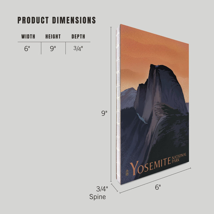 Lined 6x9 Journal, Yosemite National Park, California, Half Dome, Orange Sky, Lithograph, Lay Flat, 193 Pages, FSC paper Home Lantern Press