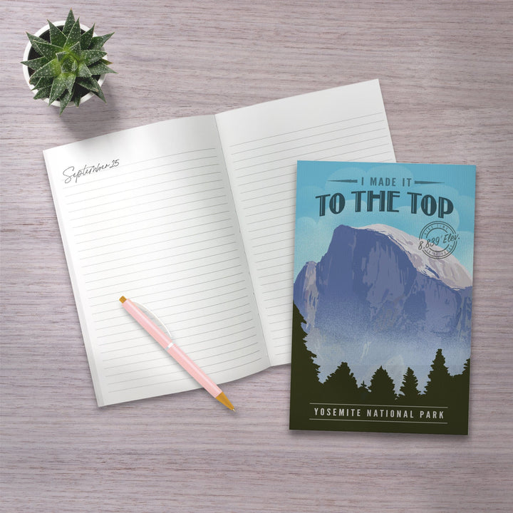 Lined 6x9 Journal, Yosemite National Park, California, I Made it to the Top, Half Dome, Lithograph, Lay Flat, 193 Pages, FSC paper Home Lantern Press