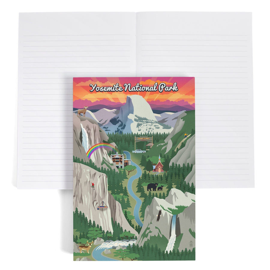 Lined 6x9 Journal, Yosemite National Park, California, Retro Views, Lay Flat, 193 Pages, FSC paper Home Lantern Press