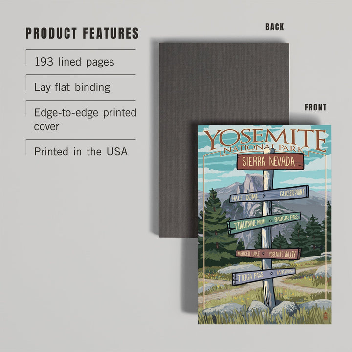 Lined 6x9 Journal, Yosemite National Park, California, Signpost, Lay Flat, 193 Pages, FSC paper Home Lantern Press