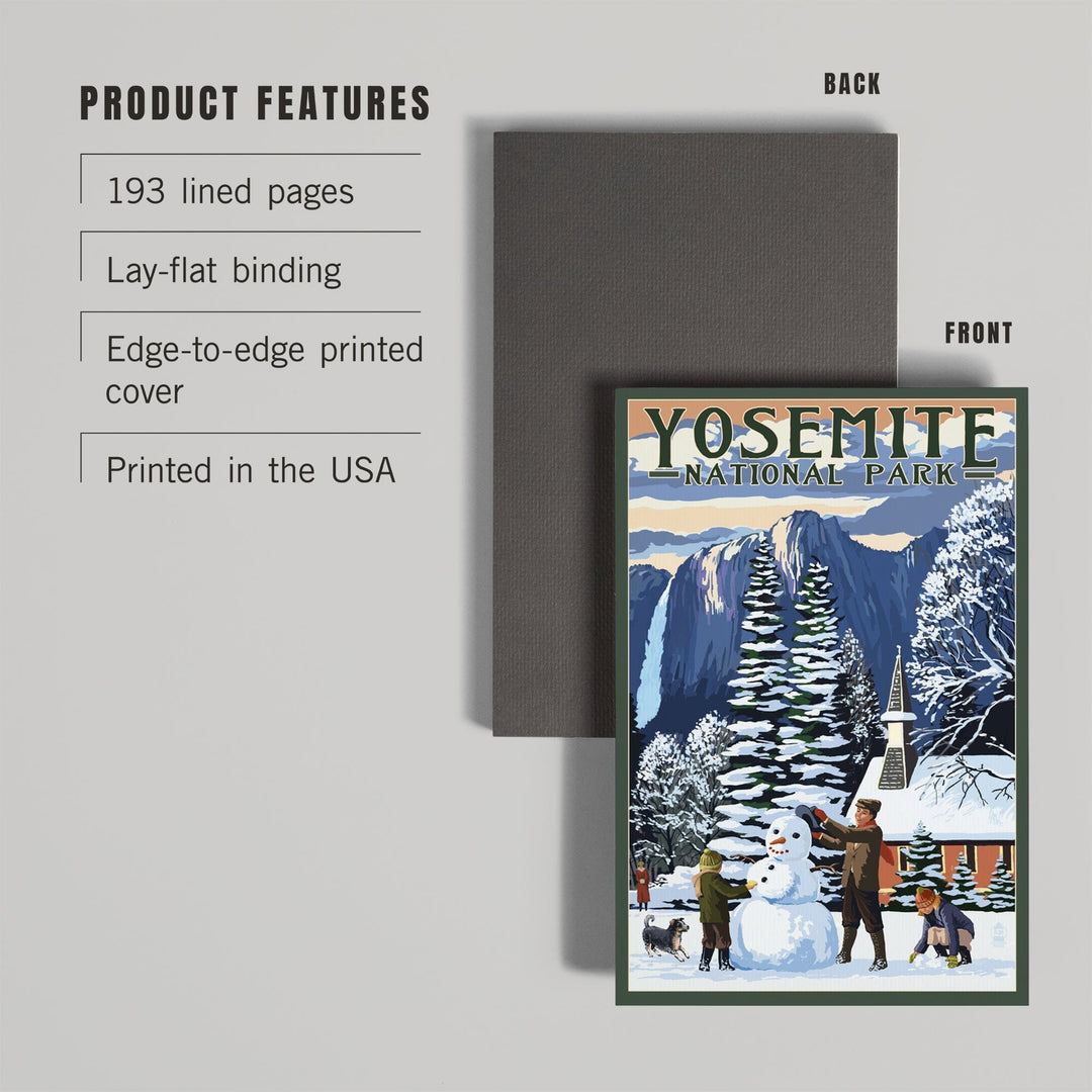 Lined 6x9 Journal, Yosemite National Park, California, Yosemite Chapel and Snowman, Lay Flat, 193 Pages, FSC paper Home Lantern Press