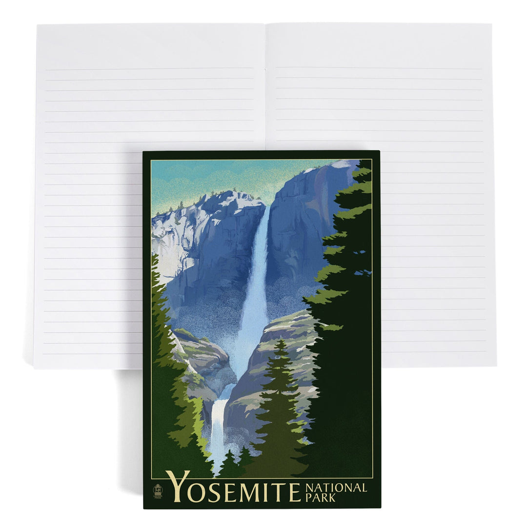 Lined 6x9 Journal, Yosemite National Park, California, Yosemite Falls, Lithography, Lay Flat, 193 Pages, FSC paper Home Lantern Press