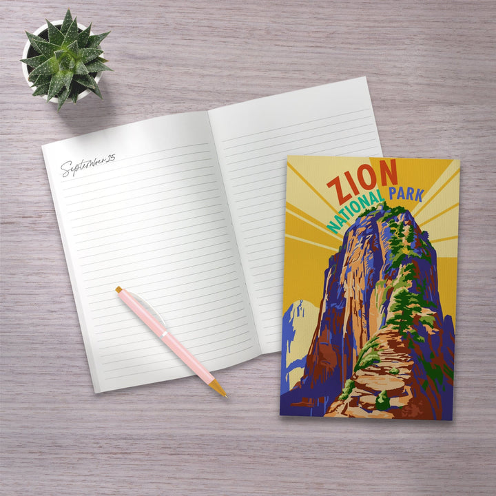 Lined 6x9 Journal, Zion National Park, Angel's Landing Psychedelic, Lay Flat, 193 Pages, FSC paper Home Lantern Press